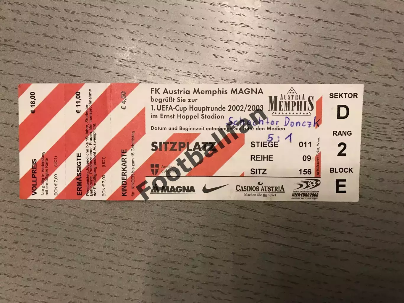 Аустрия Вена , Австрия - Шахтер Донецк , Украина 17.09.2002