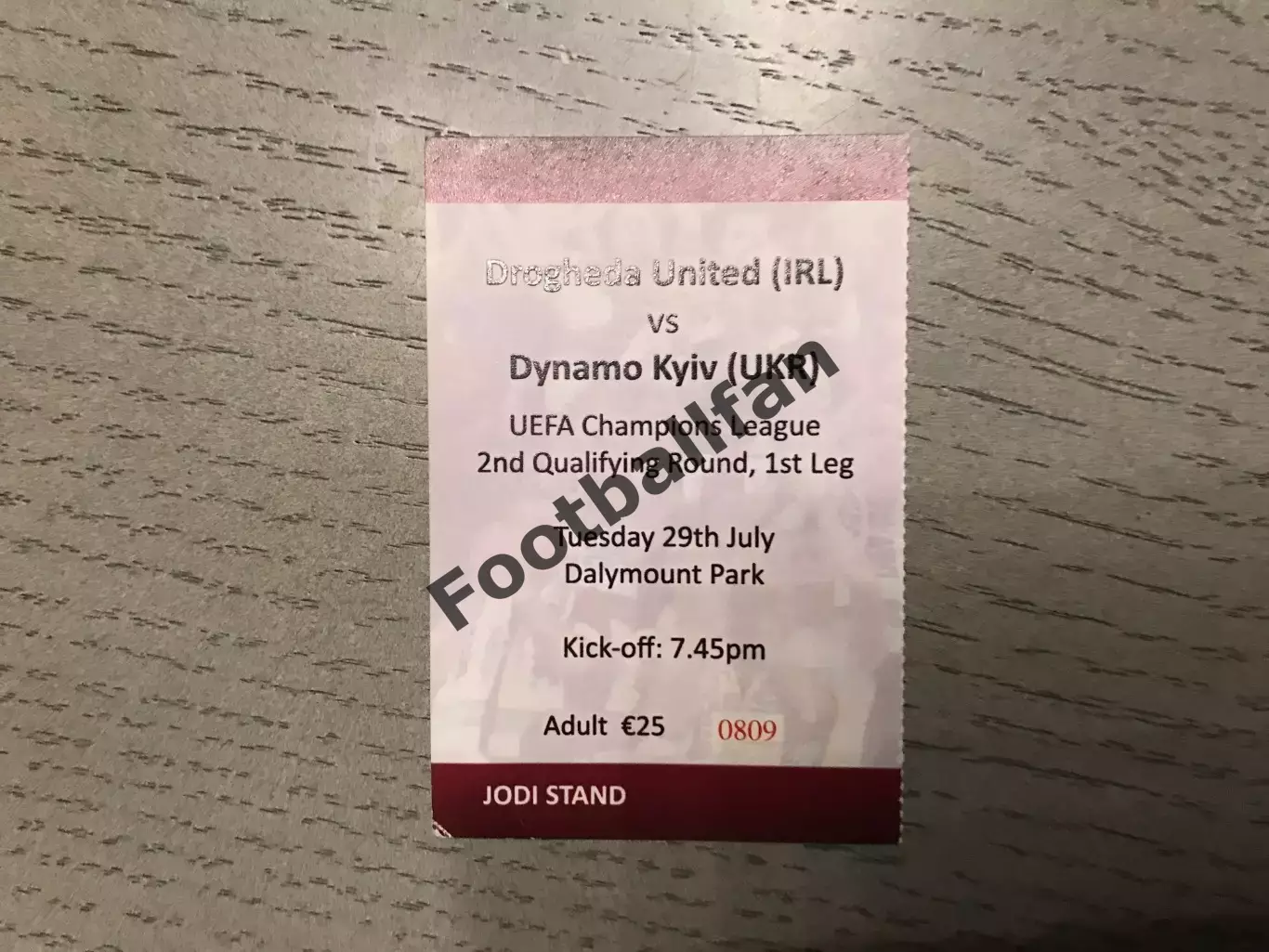 Дрогеда Юнайтед Ирландия - Динамо Киев , Украина 29.07.2008 корешок