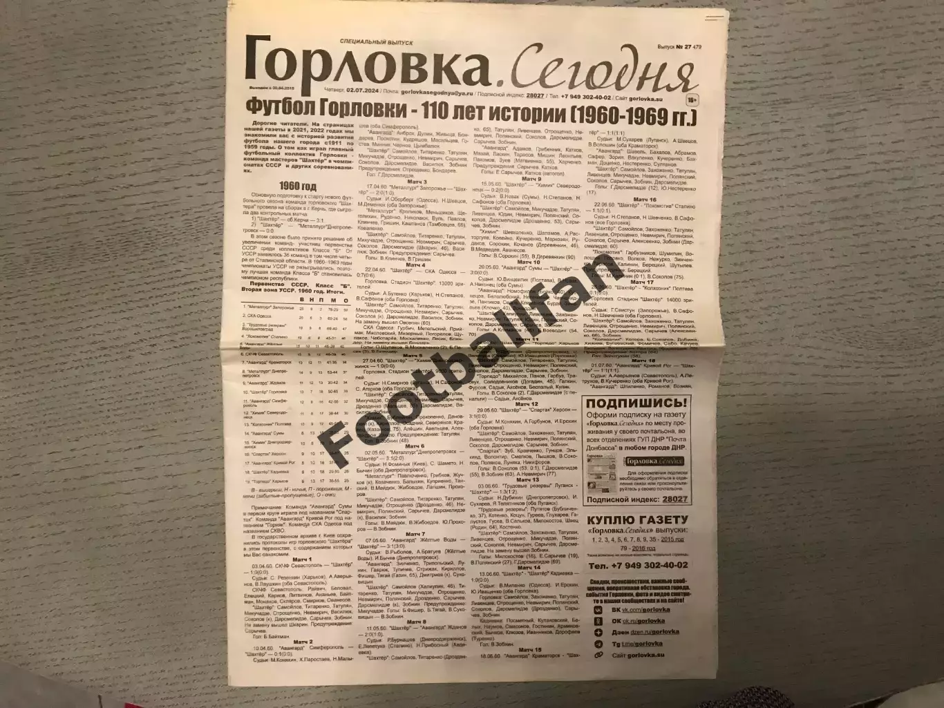 Горловка сегодня . 110 лет истории футбола Горловки ( 1960 - 1969 ). Часть 1.