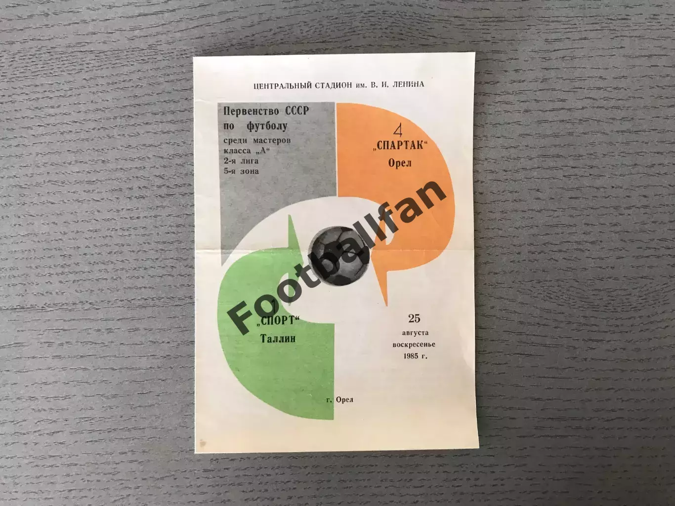 Спартак Орел - Спорт Таллин 25.08.1985