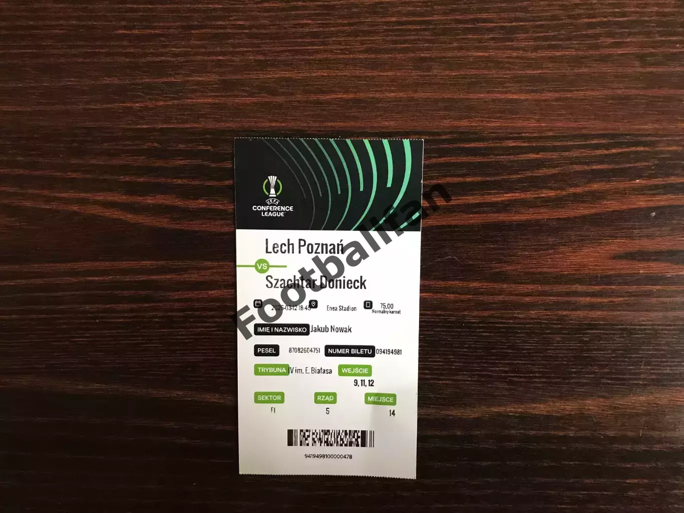 Лех Познань , Польша - Шахтер Донецк , Украина 12.03.2026