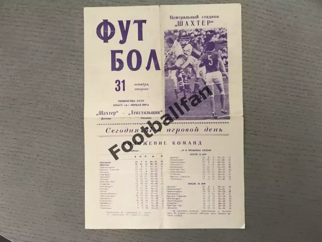 Шахтер Донецк - Текстильщик Иваново 31.10.1972