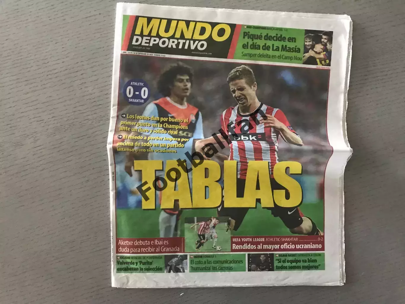 Атлетик Бильбао Испания - Шахтер Донецк . Mundo Deportivo 18.09.2014 После игры
