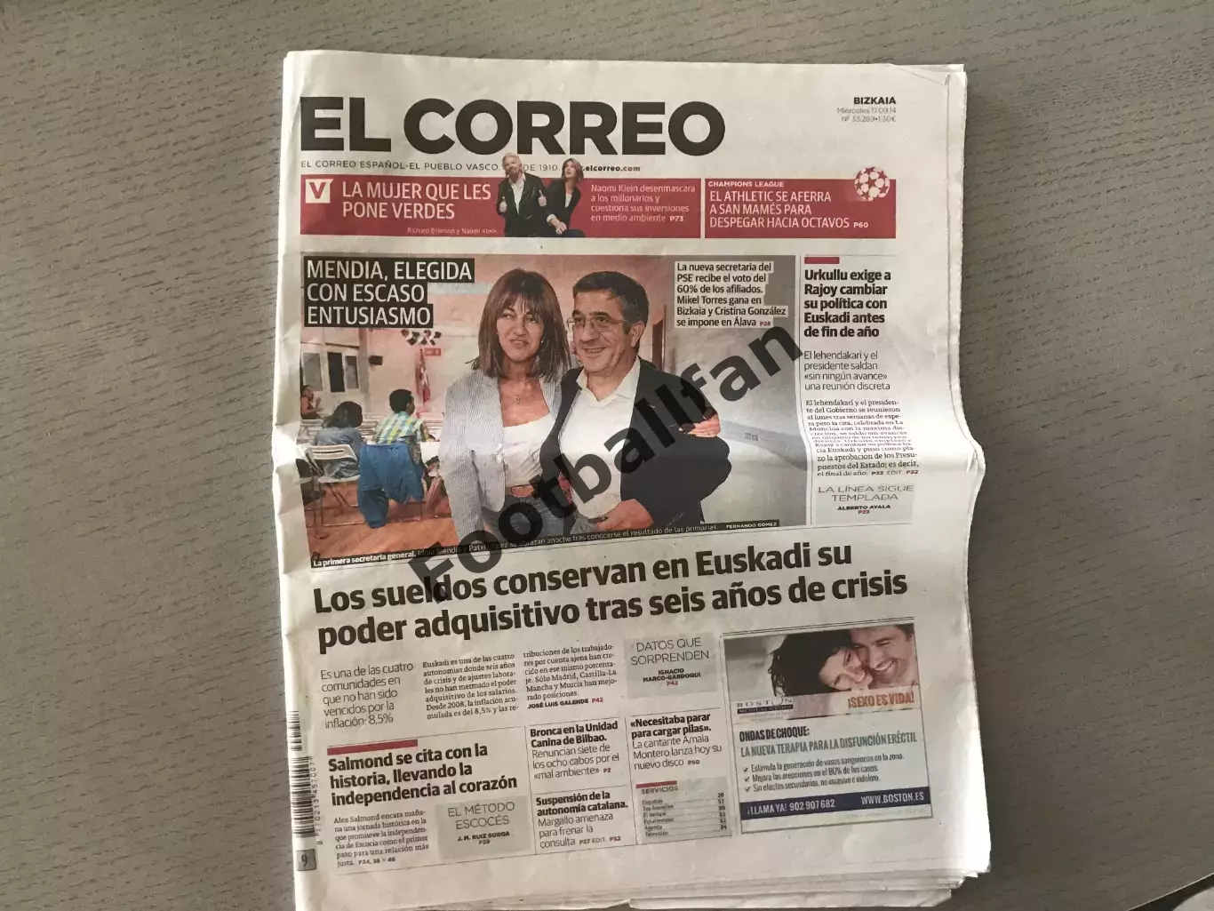 Атлетик Бильбао Испания - Шахтер Донецк . El Correo . 17.09.2014 День игры