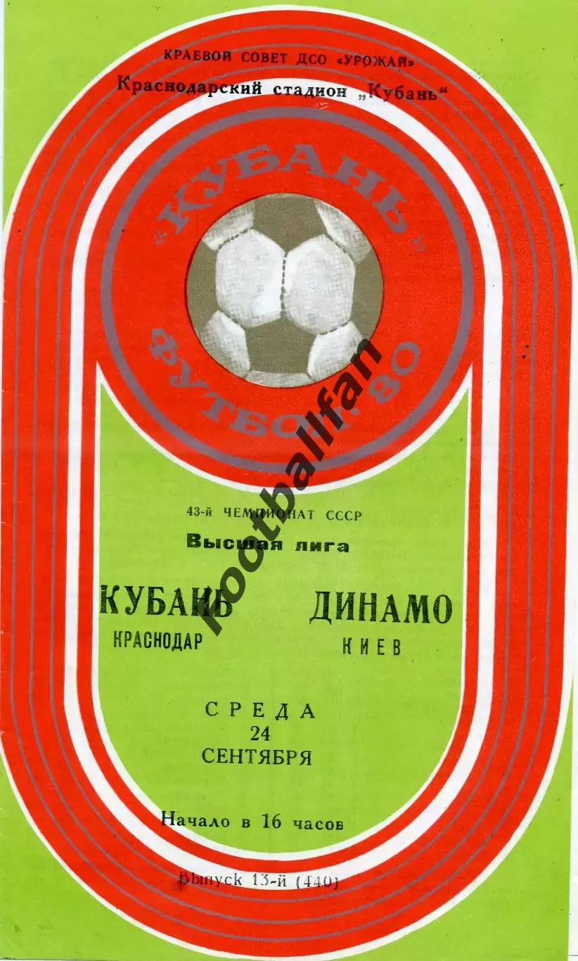 Кубань Краснодар - Динамо Киев 24.09.1980