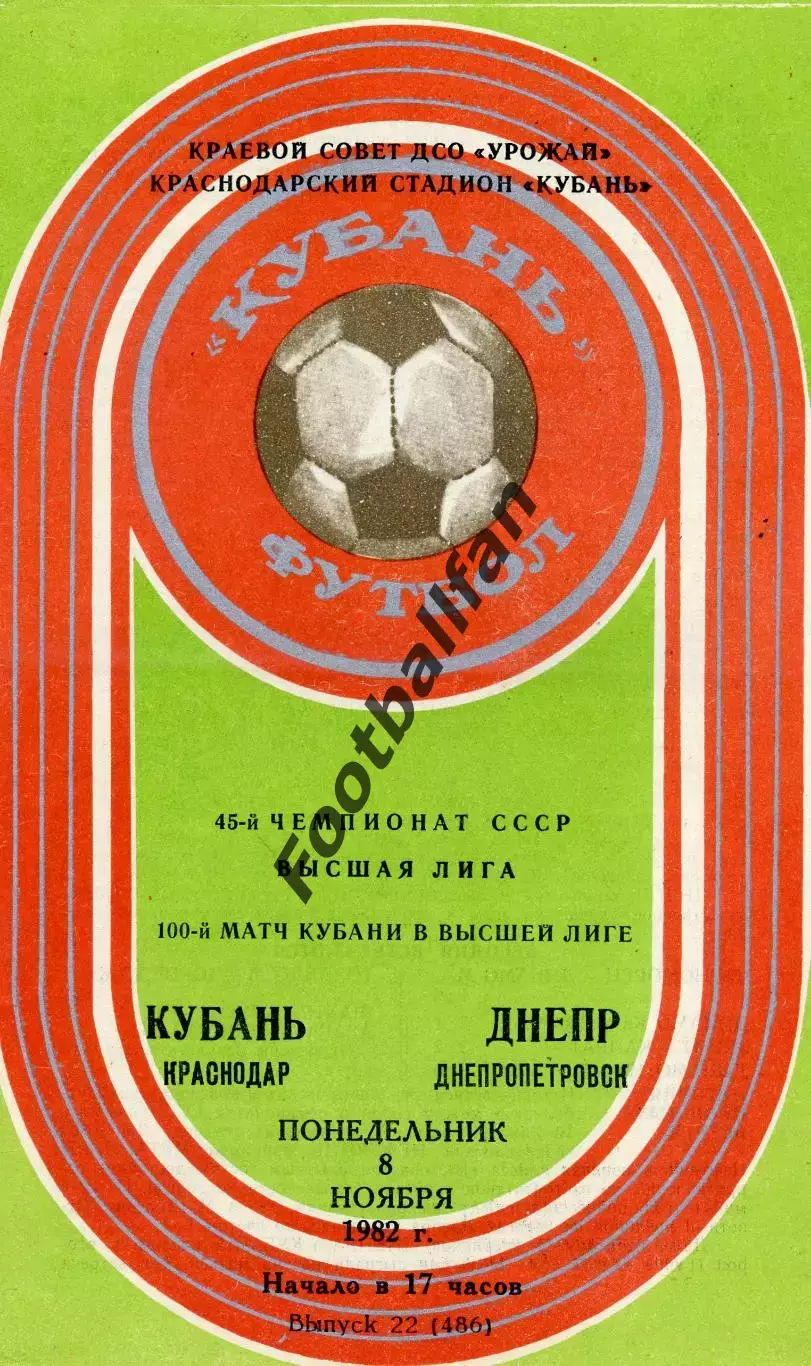 Кубань Краснодар - Днепр Днепропетровск 08.11.1982