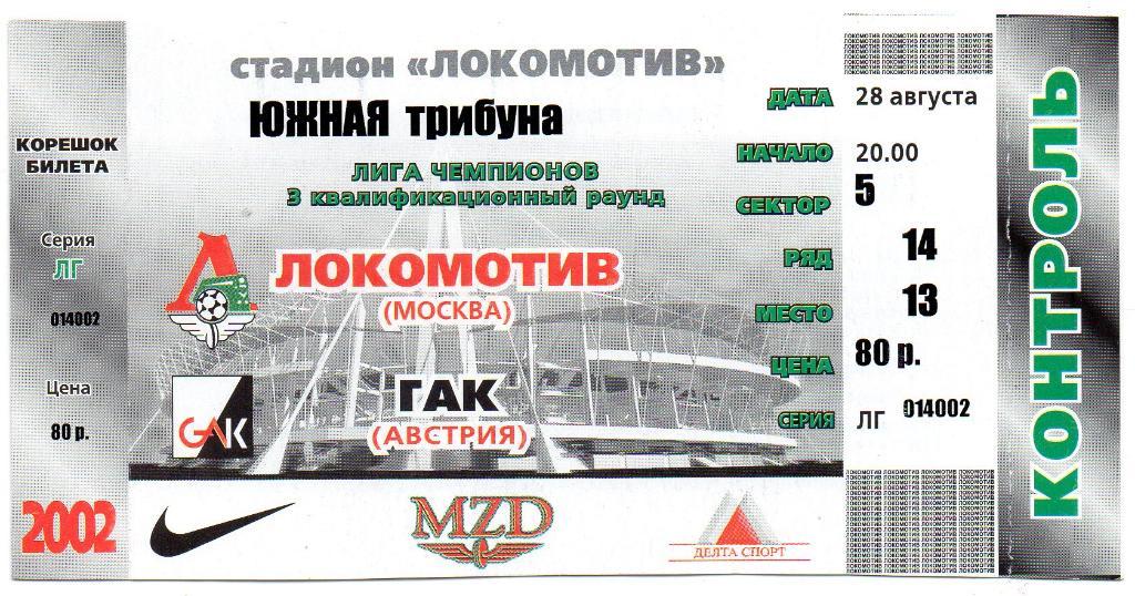 Локомотив Москва , Россия - ГАК Австрия 2002