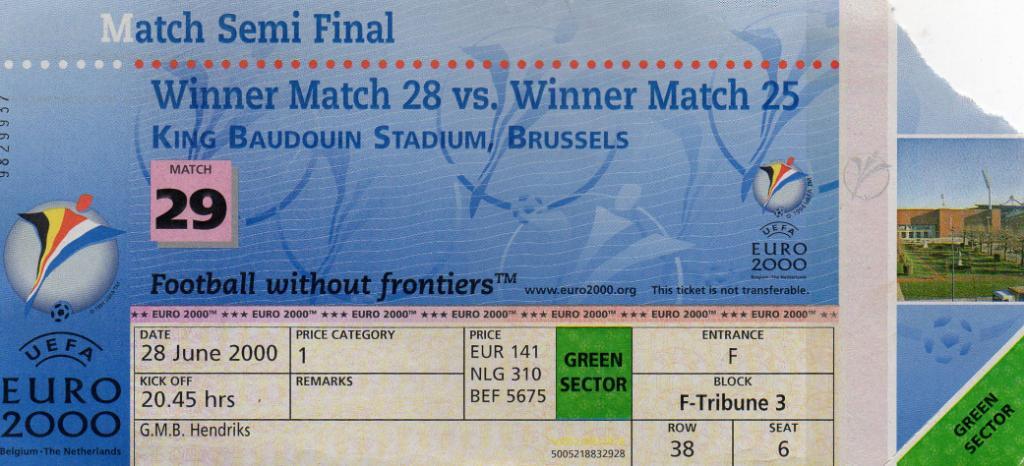 Франция - Португалия 28.06.2000 Чемпионат Европы полуфинал
