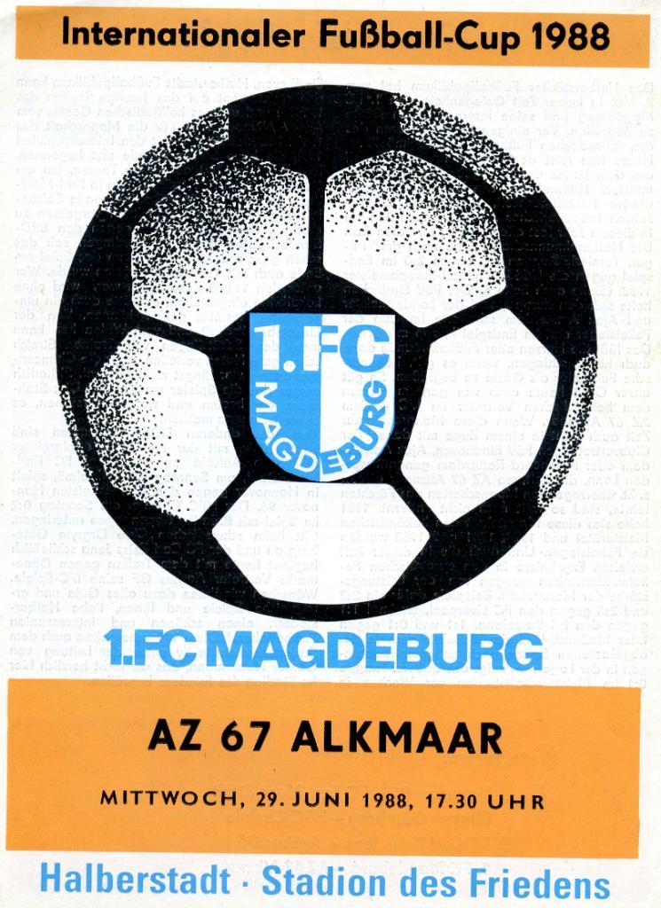 Магдебург ГДР - АЗ Алкмаар , Голландия 1988