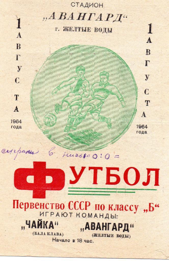 Авангард Желтые Воды - Чайка Балаклава 1.08.1964