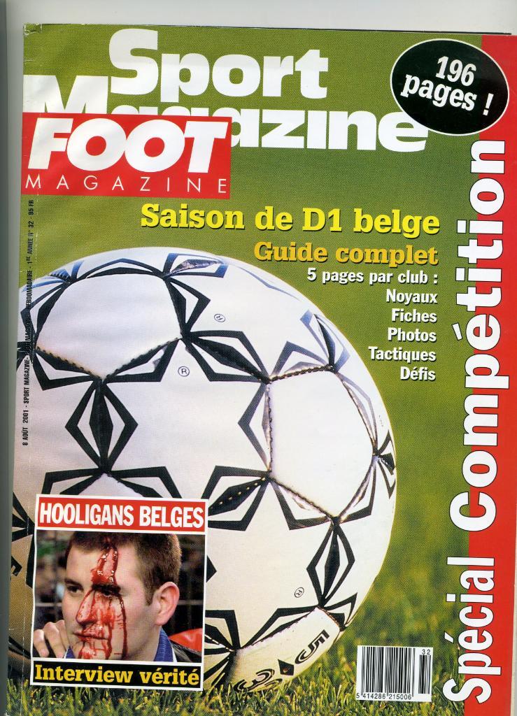 FOOT magazine Представление участников чемпионата Бельгии 2001 - 02год