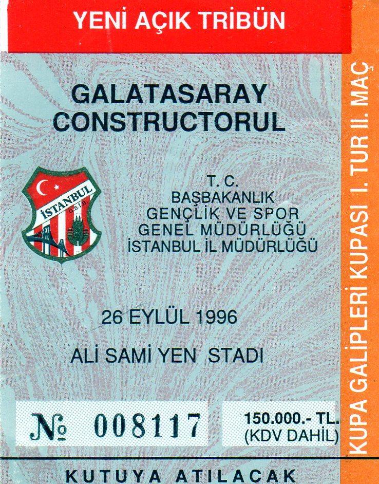 Галатасарай Стамбул , Турция - Конструкторул Кишинев , Молдова 1996