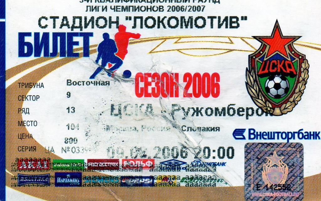 ЦСКА Москва , Россия - Ружомберок Словакия 2006