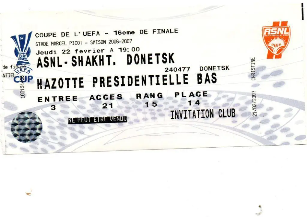 Нанси Франция - Шахтер Донецк , Украина 2007