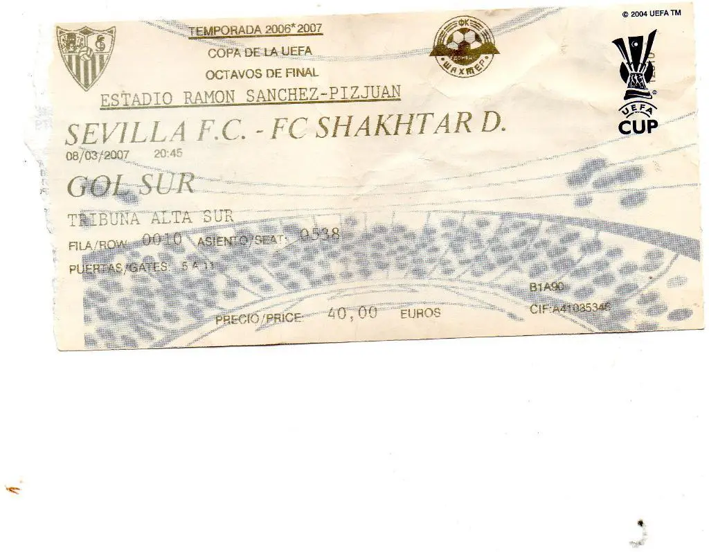 Севилья Испания - Шахтер Донецк , Украина 2007 год
