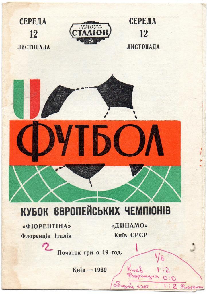 Динамо Киев , СССР - Фиорентина Флоренция , Италия 1969