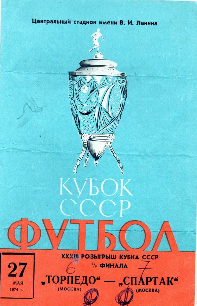 Торпедо Москва - Спартак Москва 1974 Кубок СССР