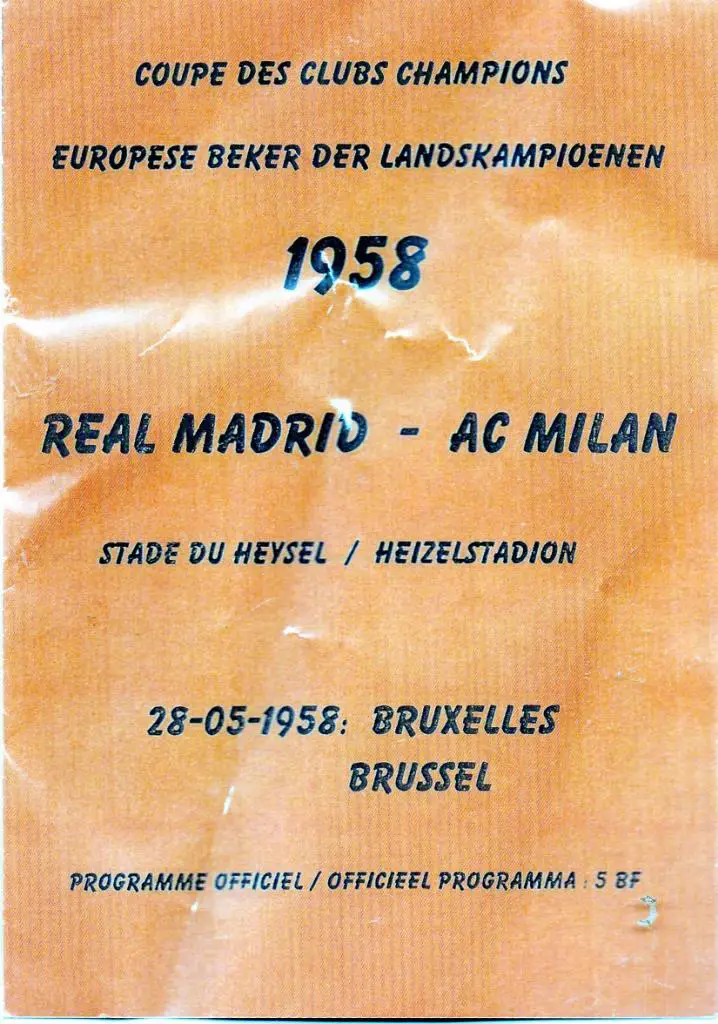 Реал Мадрид , Испания - Милан Италия 1958 Финал Кубка Чемпионов РЕПЛИКА