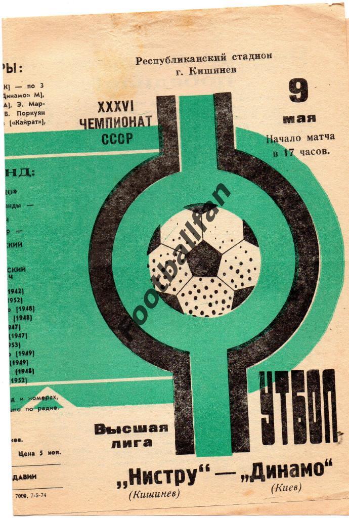 Нистру Кишинев - Динамо Киев 1974