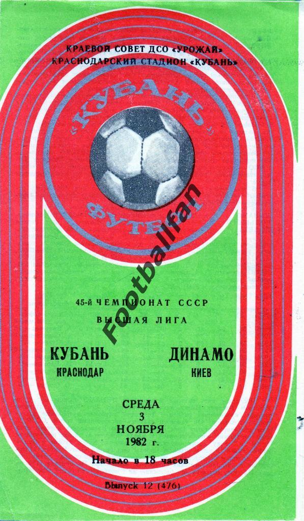 Кубань Краснодар - Динамо Киев 03.11.1982
