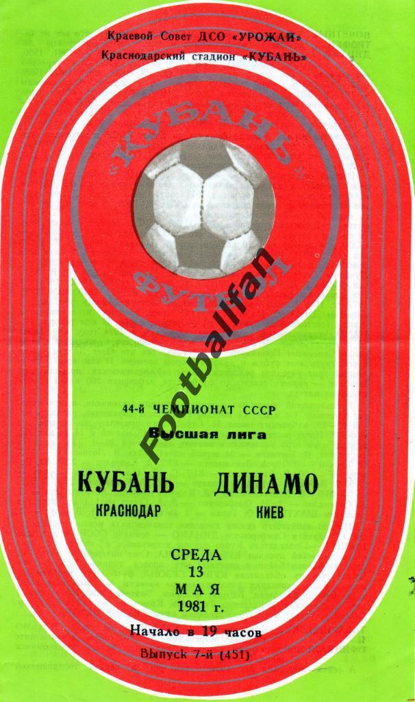 Кубань Краснодар - Динамо Киев 13.05.1981