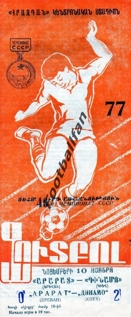 Арарат Ереван - Динамо Киев 10.11.1977