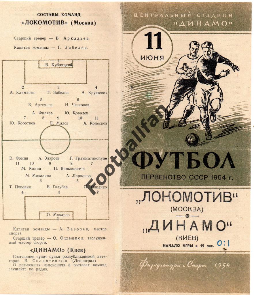 Локомотив Москва - Динамо Киев 11.06.1954