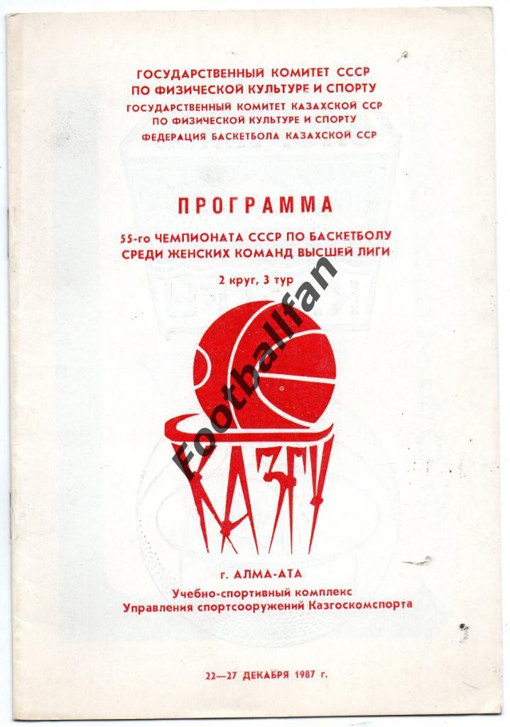 БАСКЕТБОЛ . Алма- Ата . 22- 27.12.1987 . 2 круг . 3 тур . Женщины.