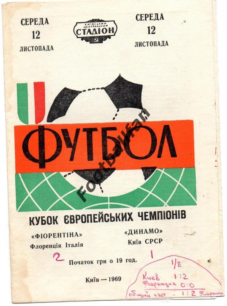 Динамо Киев , СССР - Фиорентина Флоренция , Италия 1969.(2)