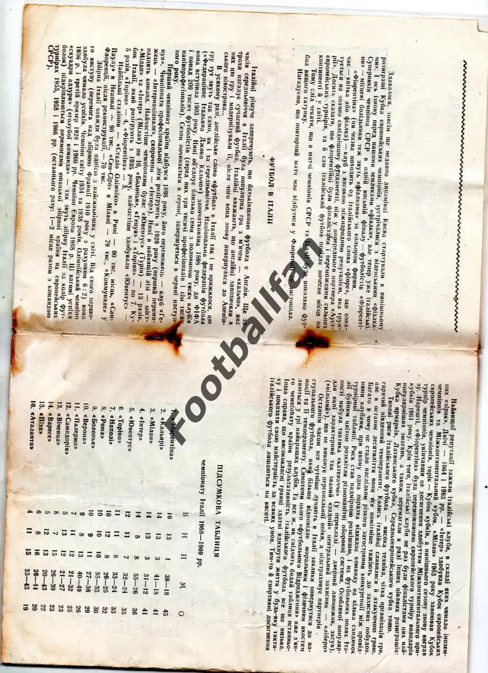 Динамо Киев , СССР - Фиорентина Флоренция , Италия 1969.(3) 2