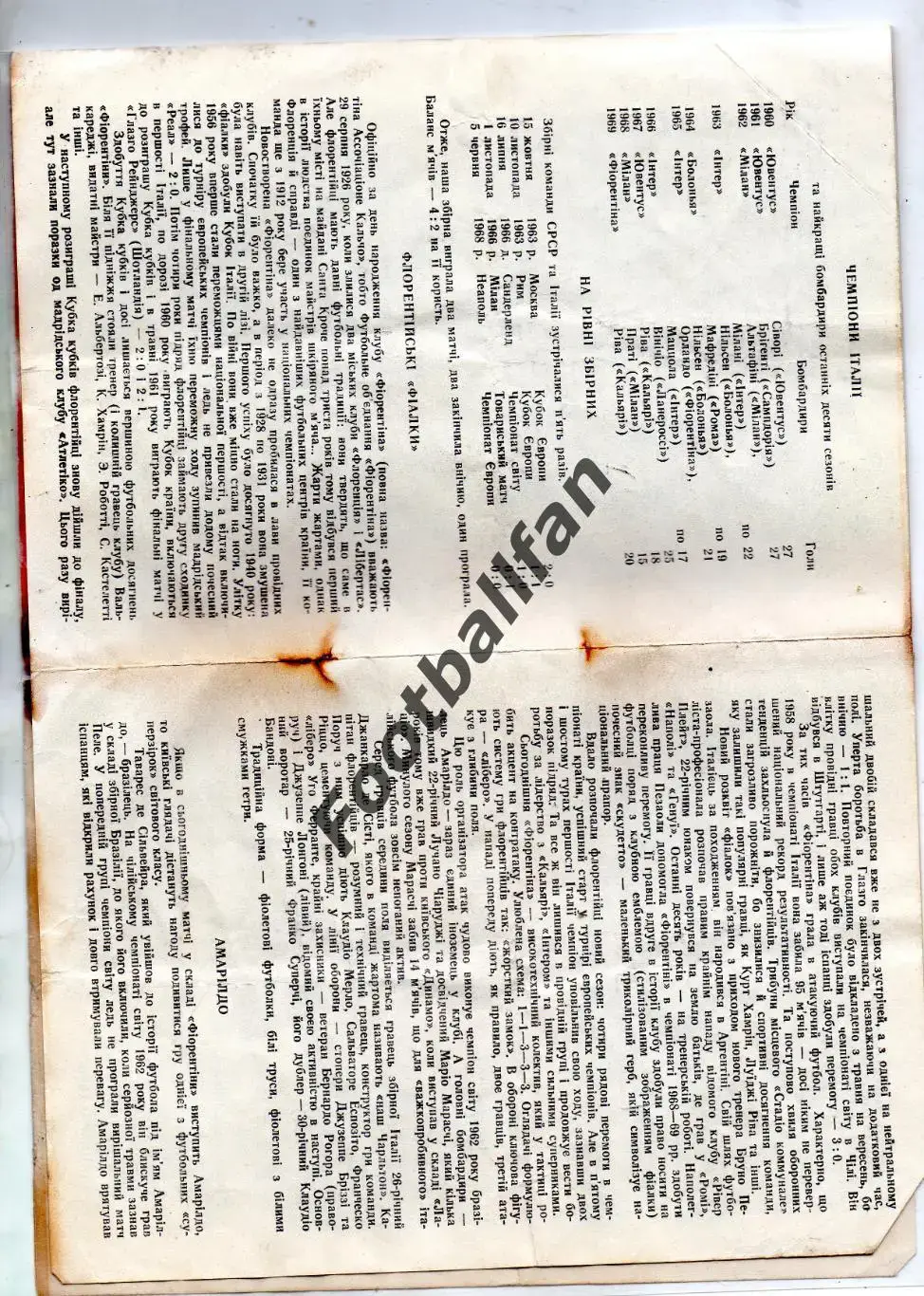 Динамо Киев , СССР - Фиорентина Флоренция , Италия 1969.(3) 3