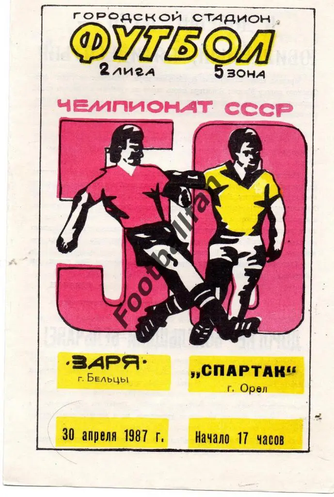 Заря Бельцы - Спартак Орел 1987