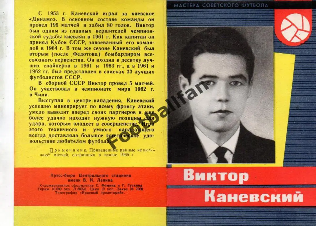Мастера советского футбола . Виктор Каневский . Идеал