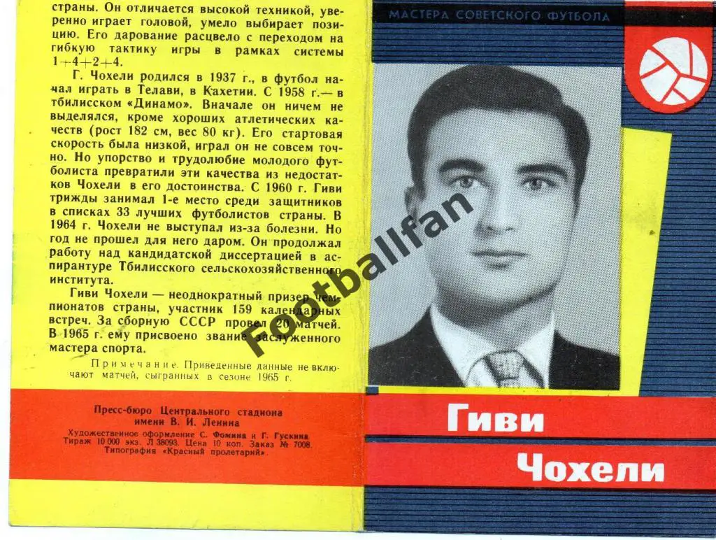 Мастера советского футбола . Гиви Чохели . Идеал