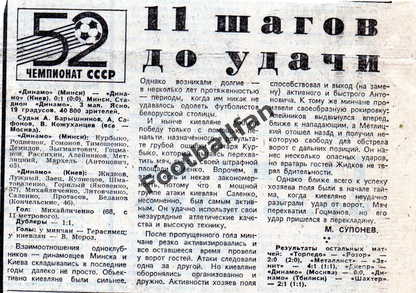 Динамо Минск - Динамо Киев 03.05.1989