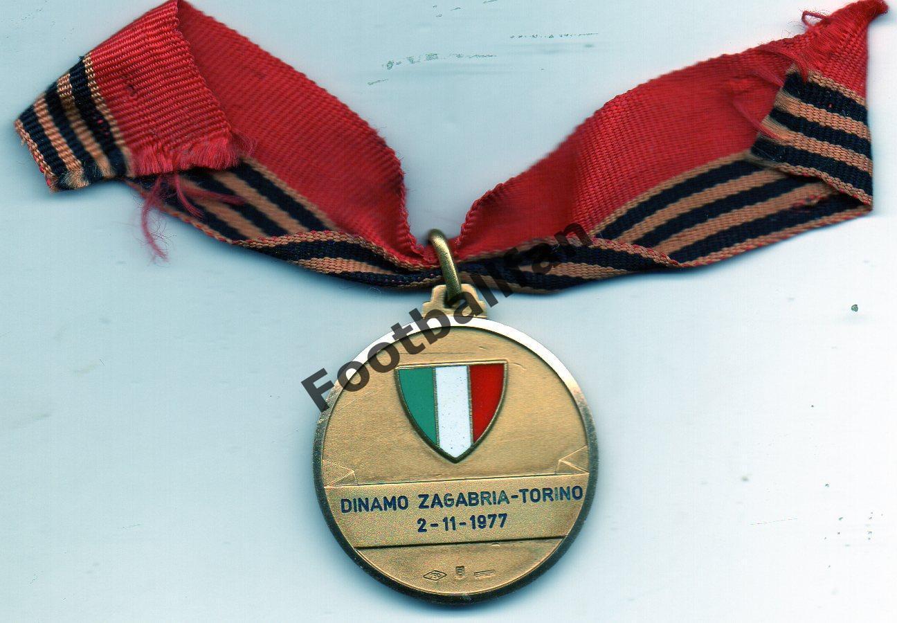 Динамо Загреб - Торино Италия .02.11.1977. Памятная медаль