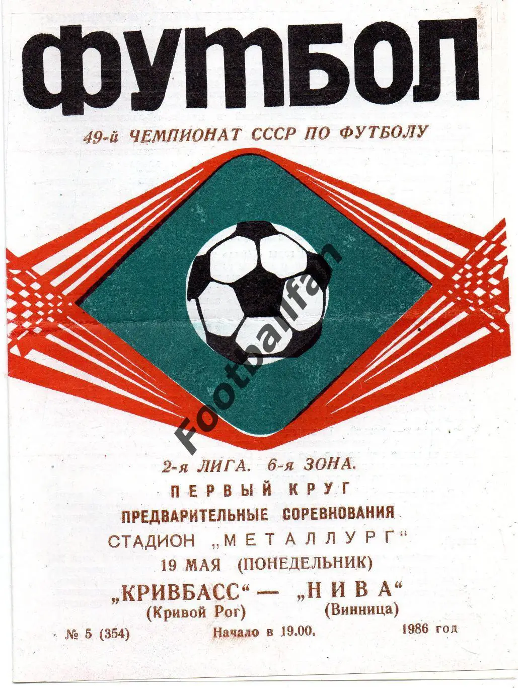 Кривбасс Кривой Рог - Нива Винница 19.05.1986