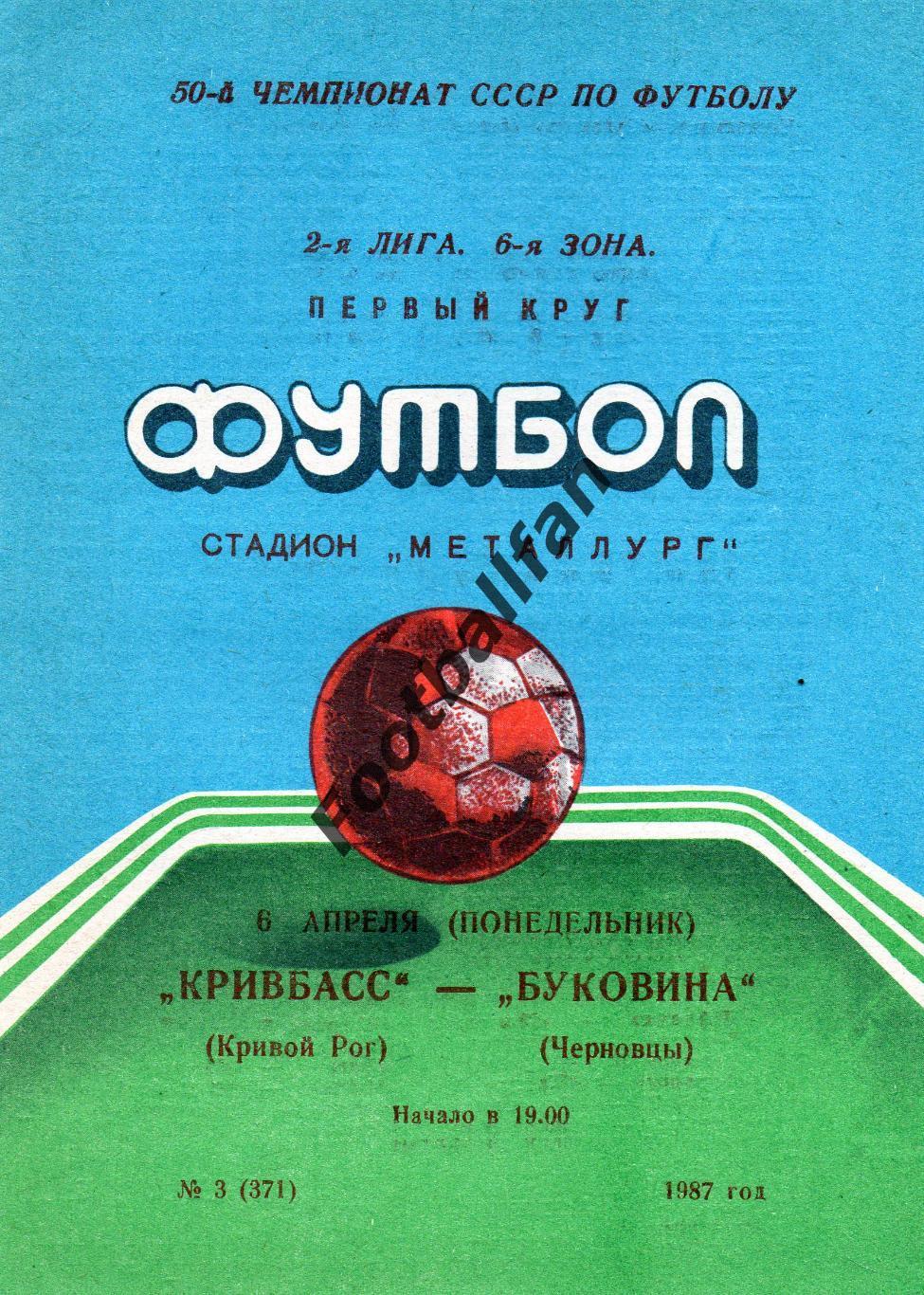 Кривбасс Кривой Рог - Буковина Черновцы 06.04.1987