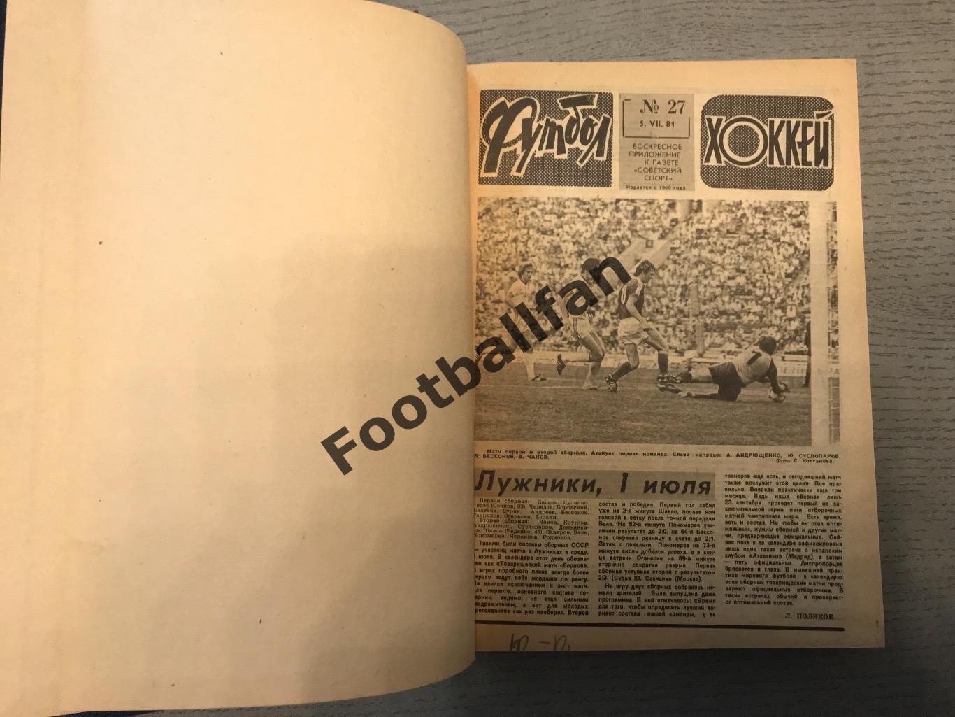 Еж.Футбол - Хоккей. 1981 год . Все 52 номера . В твёрдом переплете . 2 тома . 2