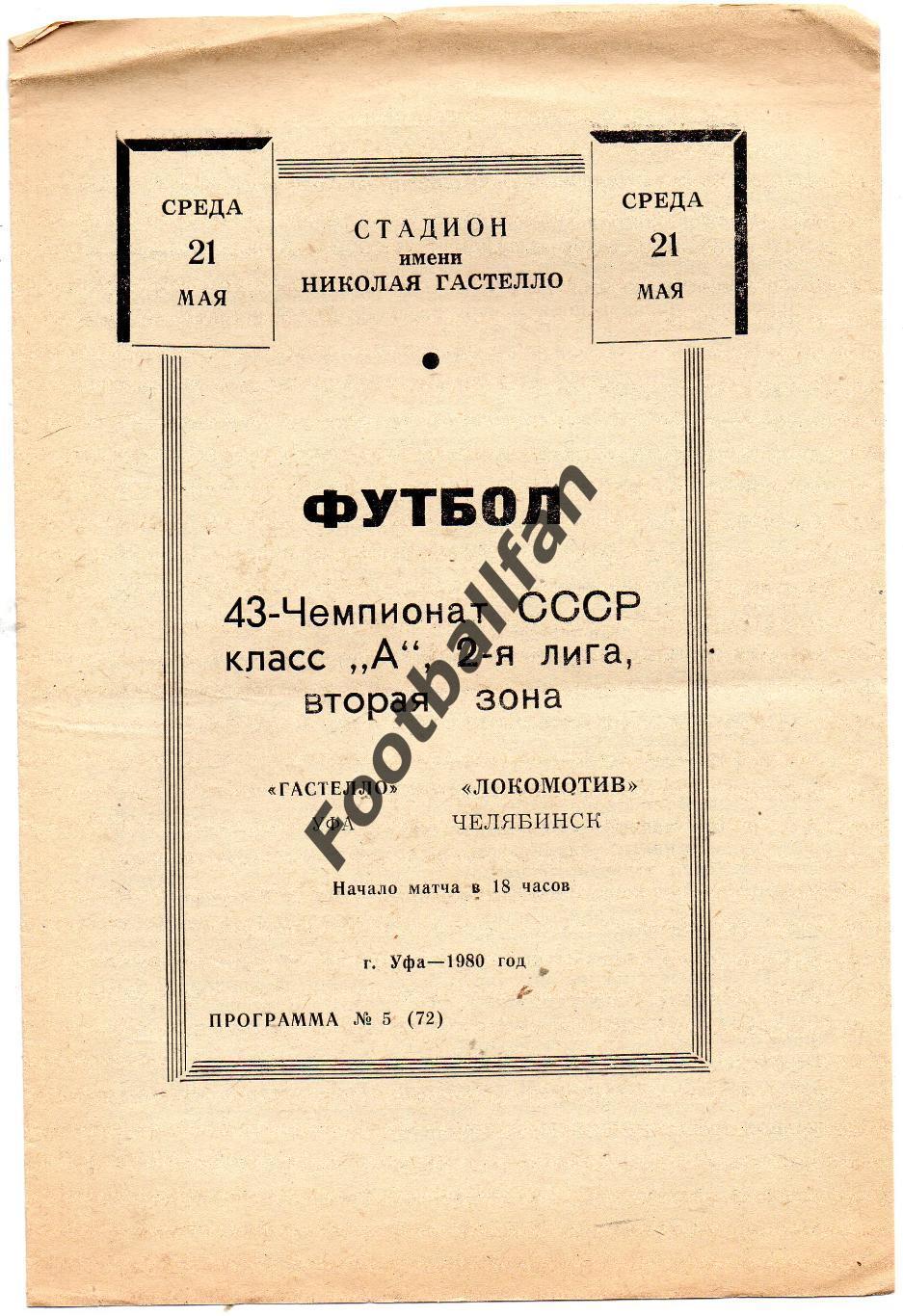 СК имени Н.Гастелло Уфа - Локомотив Челябинск 21.05.1980