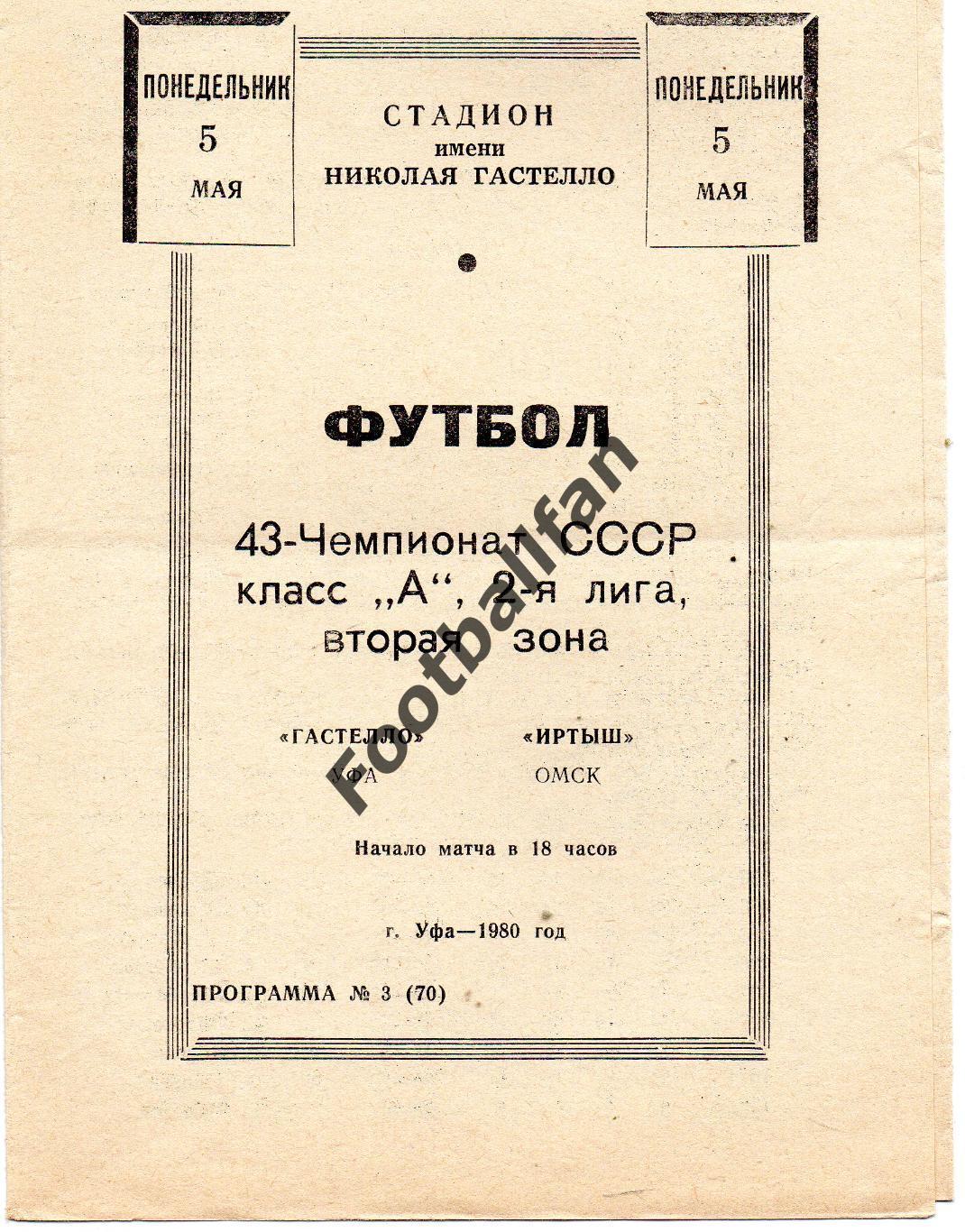 СК имени Н.Гастелло Уфа - Иртыш Омск 05.05.1980