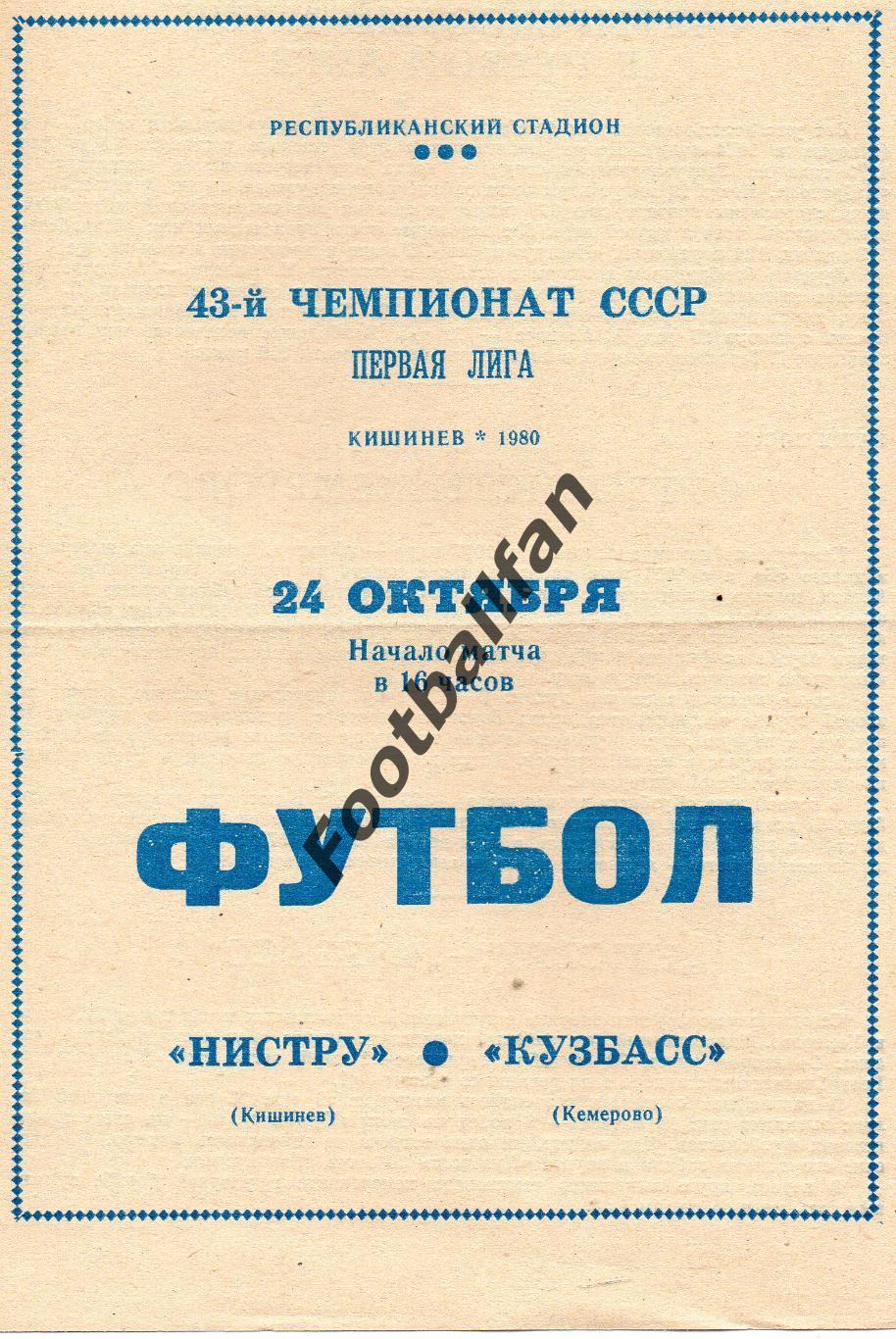 Нистру Кишинев - Кузбасс Кемерово 24.10.1980
