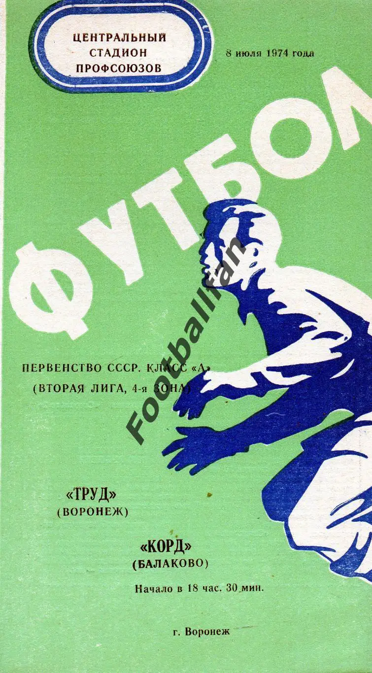 Труд Воронеж - Корд Балаково 08.07.1974