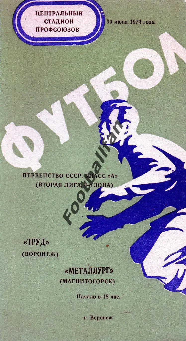 Труд Воронеж - Металлург Магнитогорск 30.06.1974