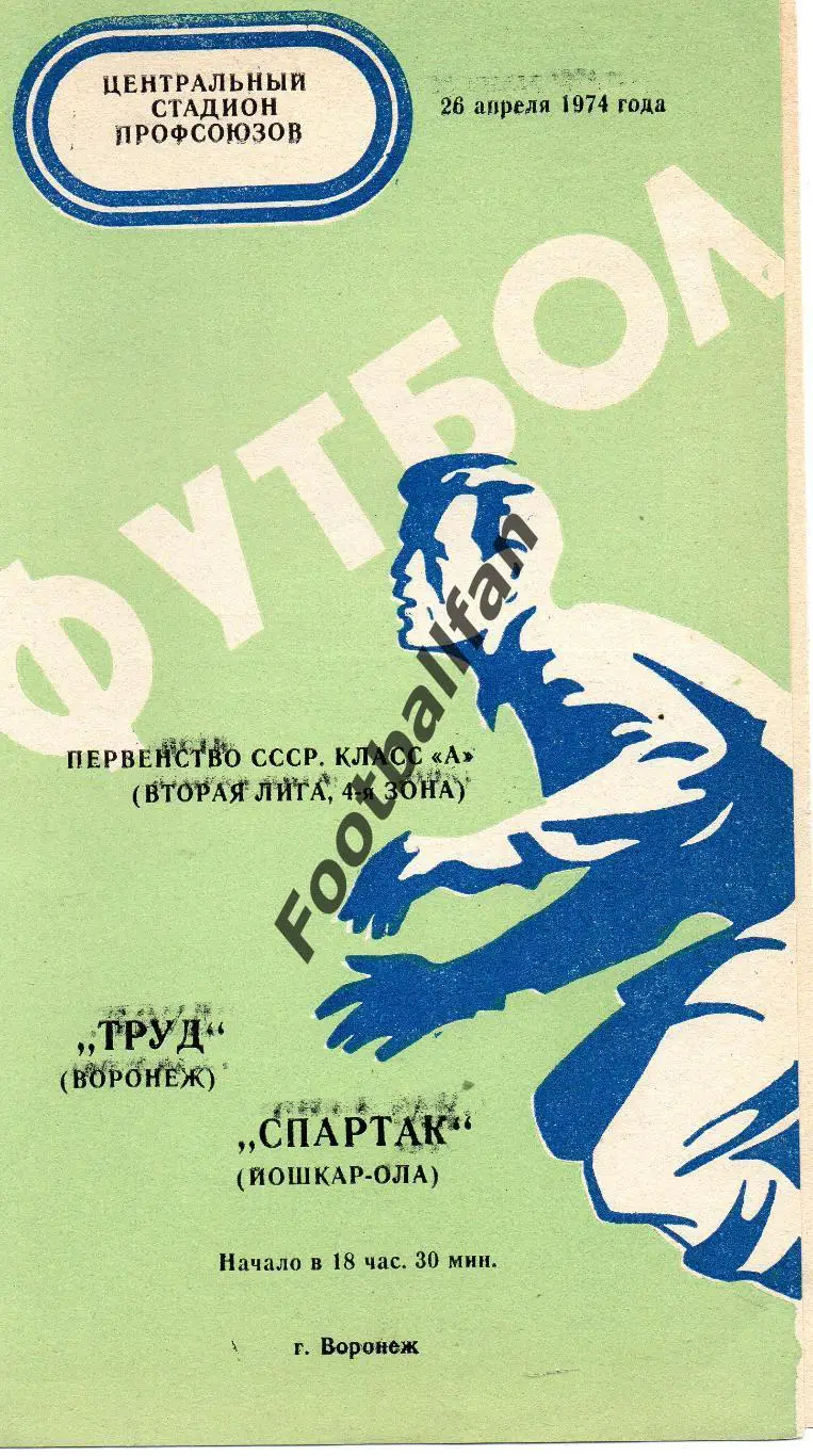 Труд Воронеж - Спартак Йошкар Ола 26.04.1974