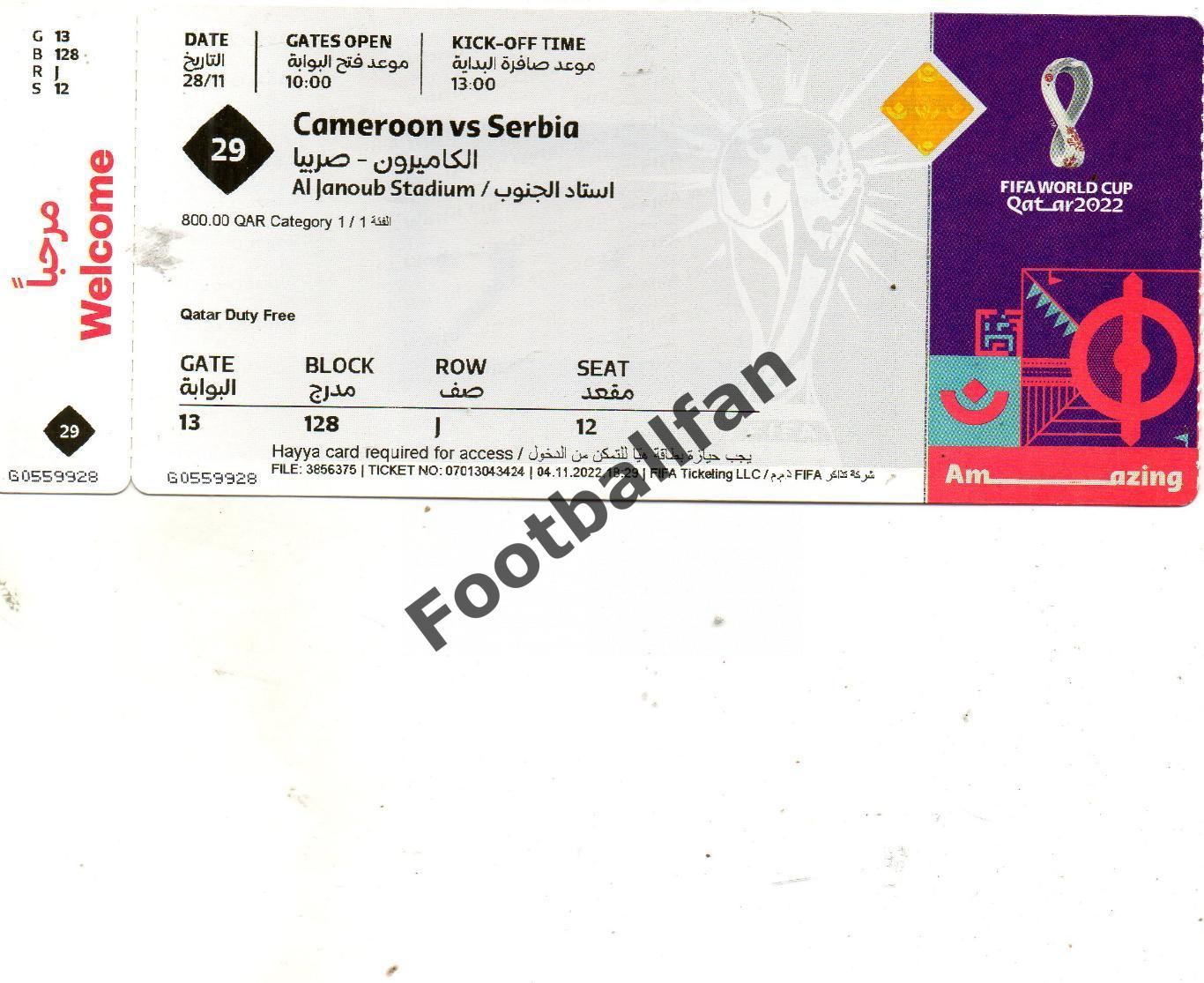 Камерун - Сербия 28.11.2022 Чемпионат мира - 2022 . Катар.