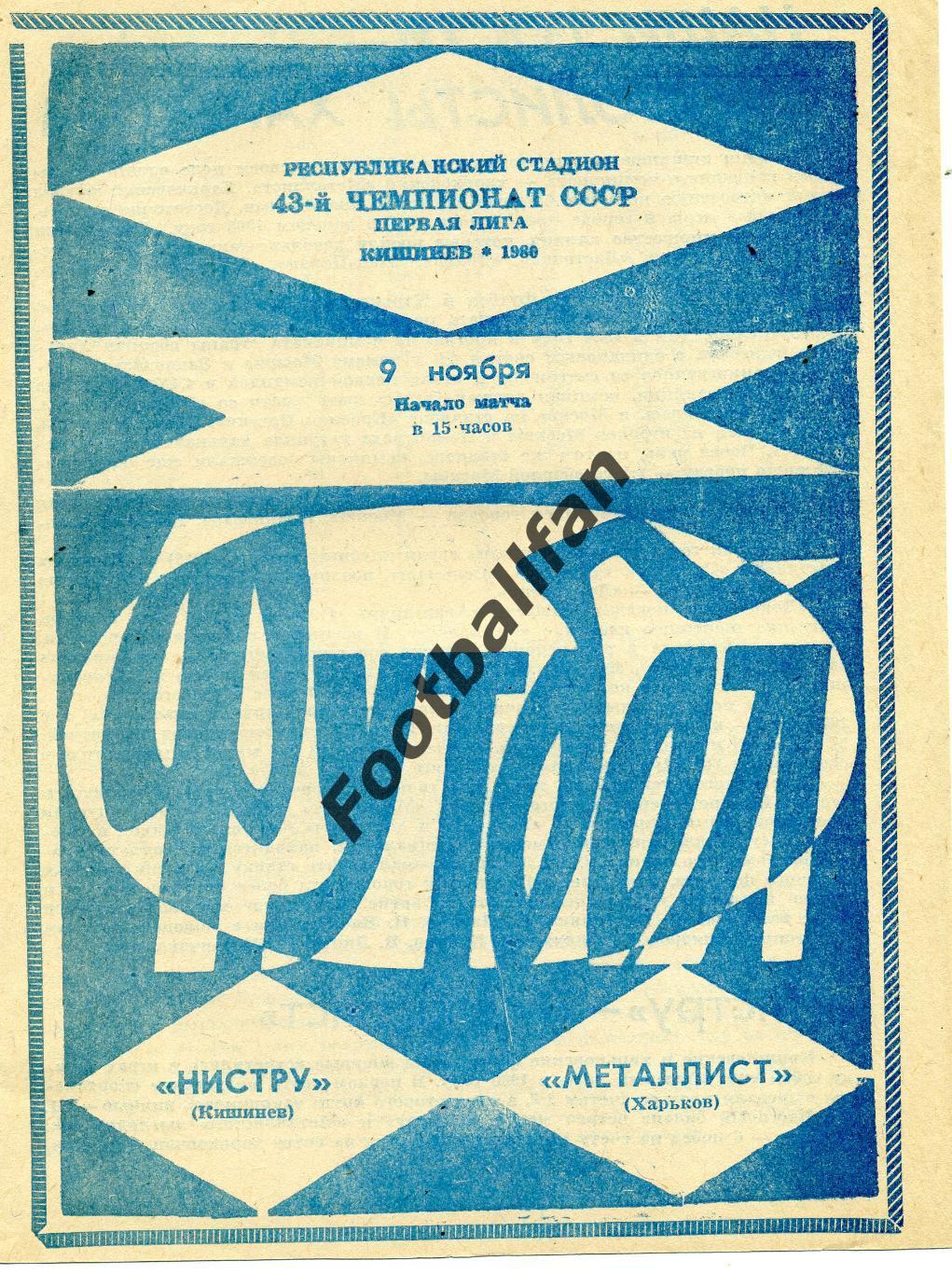 Нистру Кишинев - Металлист Харьков 09.11.1980