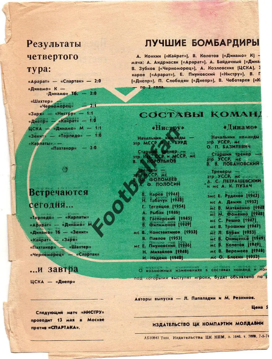 Нистру Кишинев - Динамо Киев 09.05.1974 (2) 1