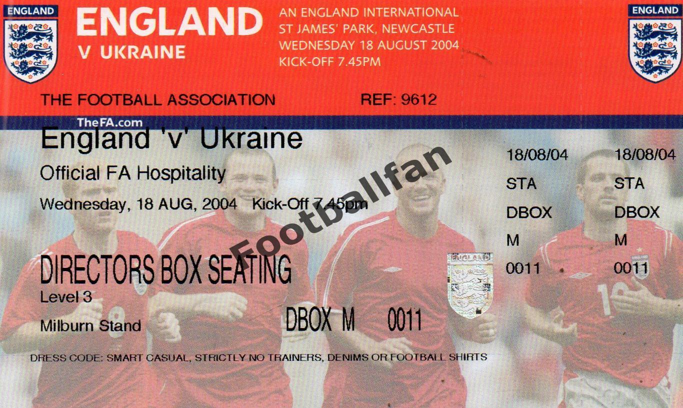 Англия - Украина 18.08.2004