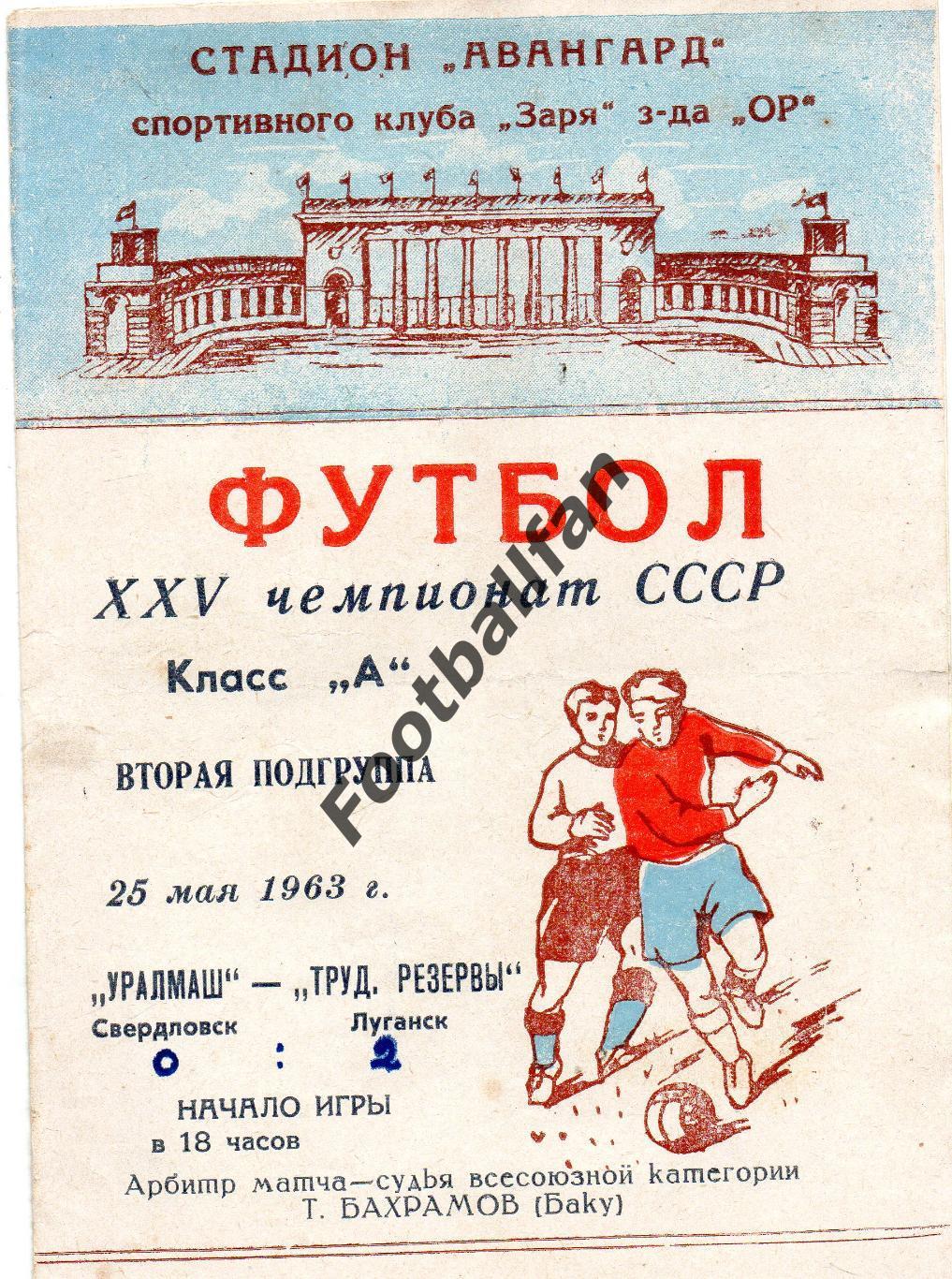 Трудовые резервы Луганск - Уралмаш Свердловск 25.05.1963